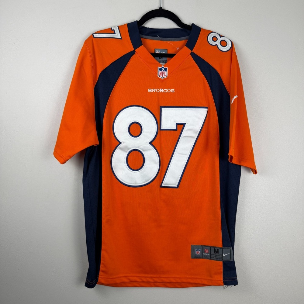 Nike #87 Eric Decker Denver Broncos Football Jersey Men's Medium Orange V-Neck